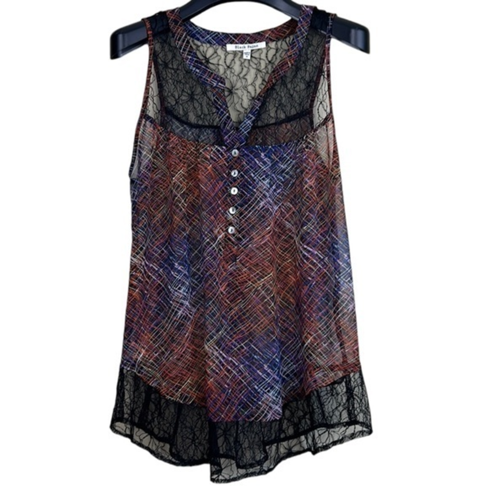 Black Rainn blouse women’s sheer lace top bottom sleeveless top medium boho